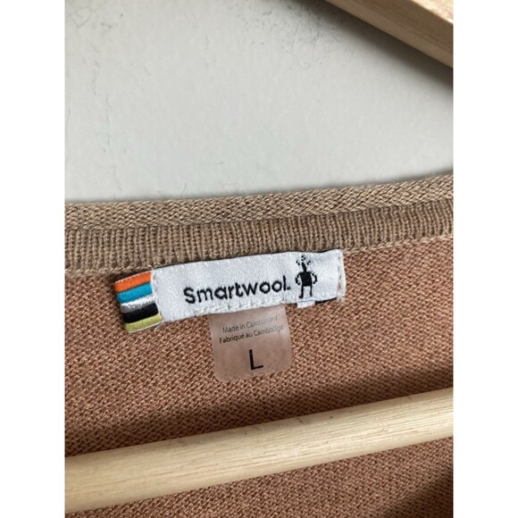 Smartwool Colorblock Pine Shadow Merino Blend Sweater LARGE Tan Long Sleeve - Picture 4 of 8